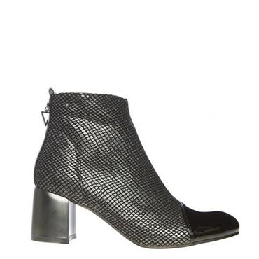 ZANNI WOMENS 2 TONE ZIP ANKLE BOOT - BLACK GREY